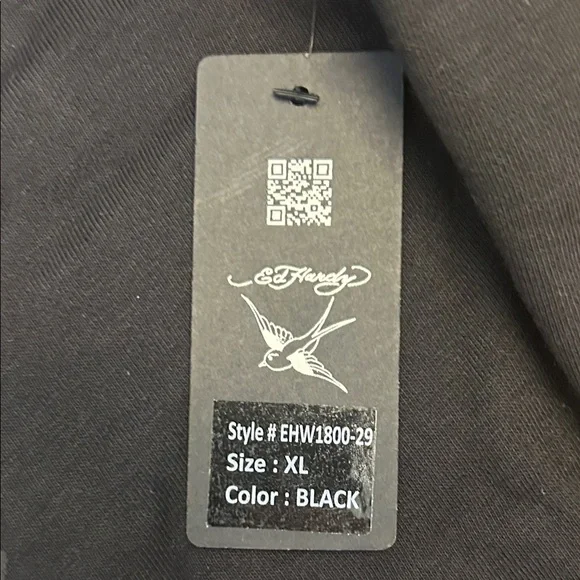 Ed Hardy Black Graphic Zip-Up Hoodie with Tiger & Rose Motif—XL—NWT - Picture 3 of 6